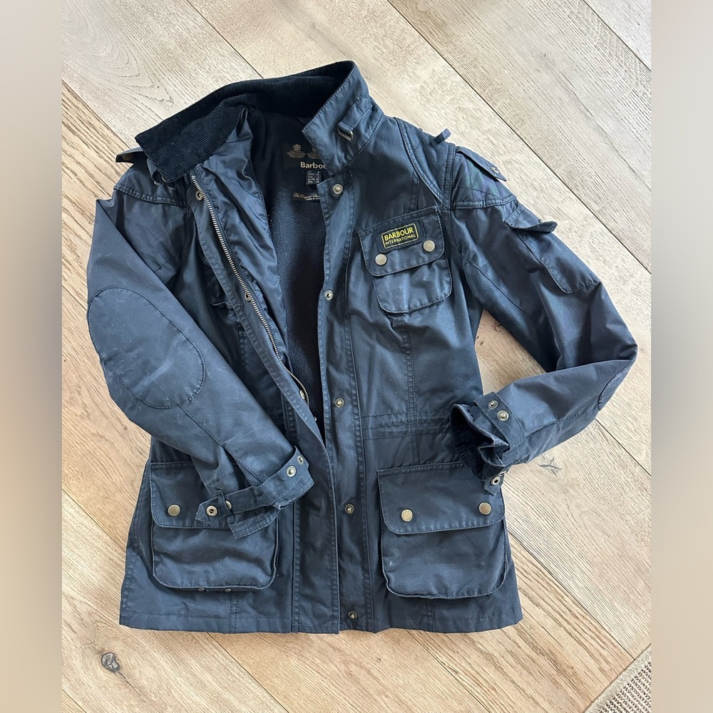 Barbour international fleece lined jacket, size USA 4